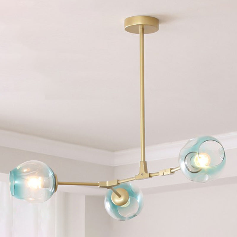 Nordic Molecule Glass Ceiling Pendant Light: Dimpled Living Room Chandelier With Pivot Joint 3 /