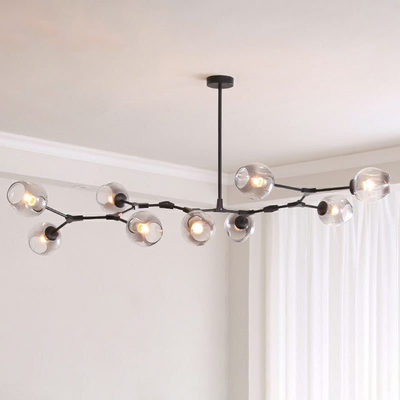 Nordic Molecule Glass Ceiling Pendant Light: Dimpled Living Room Chandelier With Pivot Joint 9 /