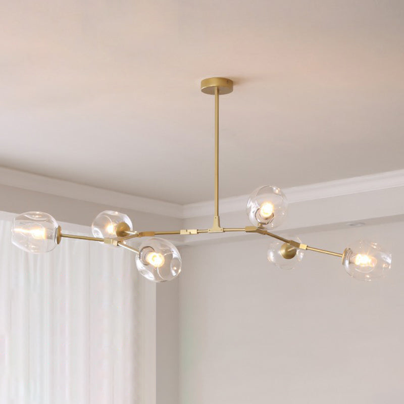 Nordic Molecule Glass Ceiling Pendant Light: Dimpled Living Room Chandelier With Pivot Joint 6 /