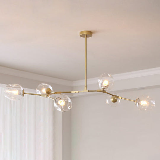 Nordic Molecule Glass Ceiling Pendant Light: Dimpled Living Room Chandelier With Pivot Joint 6 /