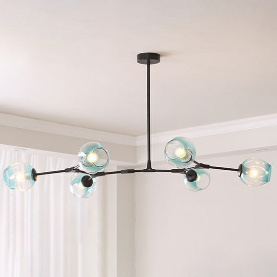 Nordic Molecule Glass Ceiling Pendant Light: Dimpled Living Room Chandelier With Pivot Joint 6 /