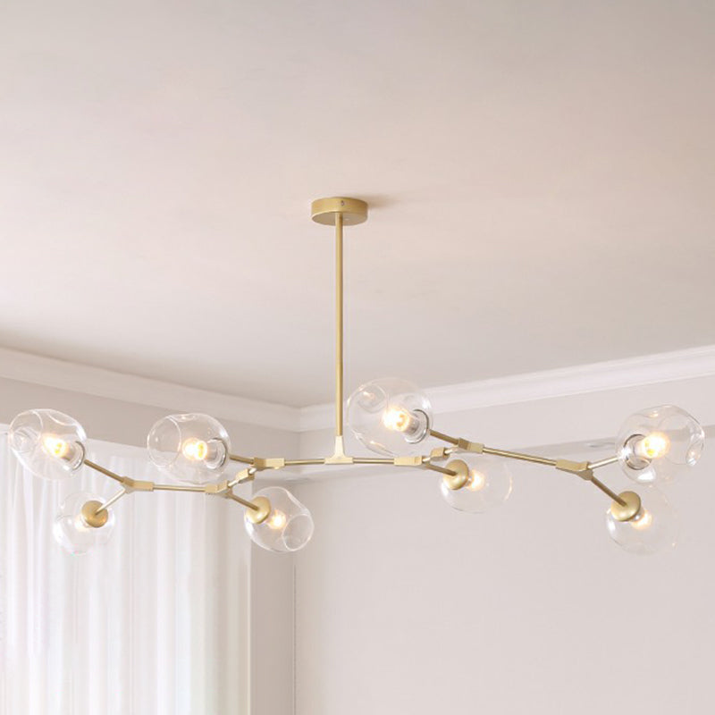 Nordic Molecule Glass Ceiling Pendant Light: Dimpled Living Room Chandelier With Pivot Joint 8 /