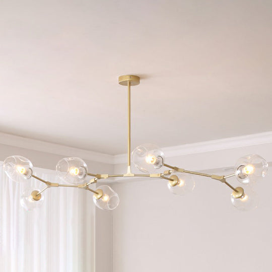 Nordic Molecule Glass Ceiling Pendant Light: Dimpled Living Room Chandelier With Pivot Joint 8 /