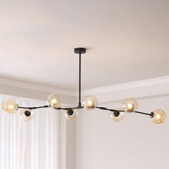 Nordic Molecule Glass Ceiling Pendant Light: Dimpled Living Room Chandelier With Pivot Joint 8 /