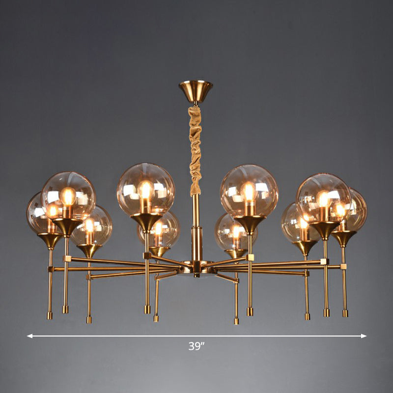 Modern Ball Up Chandelier: Elegant Glass Suspension Light Fixture For Dining Room In Brass 10 /