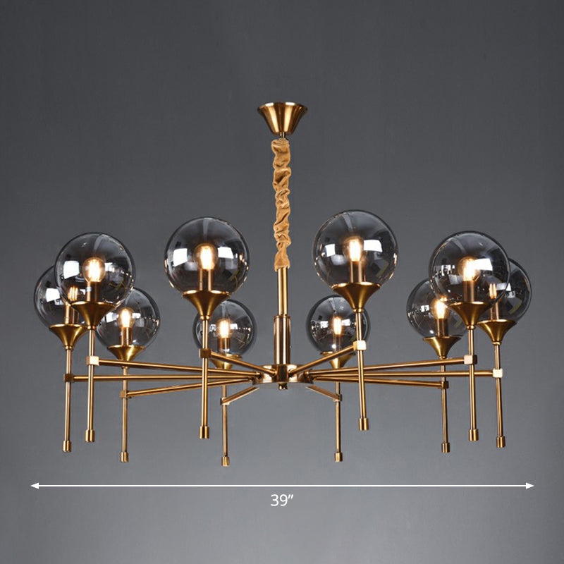 Modern Ball Up Chandelier: Elegant Glass Suspension Light Fixture For Dining Room In Brass 10 /