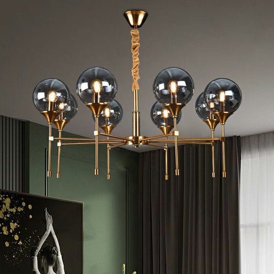 Modern Ball Up Chandelier: Elegant Glass Suspension Light Fixture For Dining Room In Brass