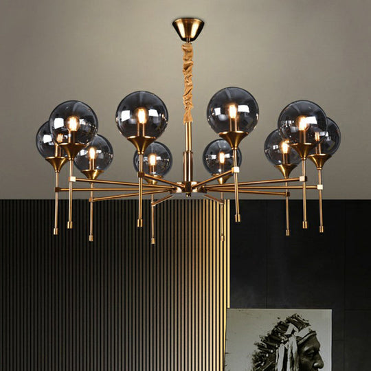 Modern Ball Up Chandelier: Elegant Glass Suspension Light Fixture For Dining Room In Brass