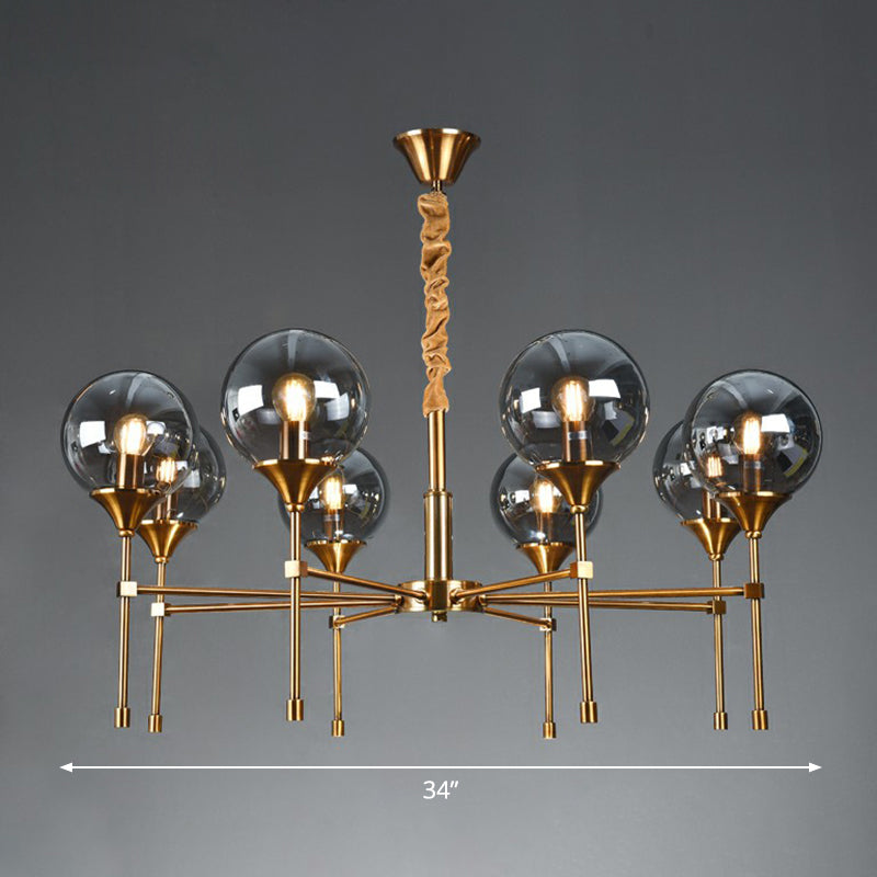 Modern Ball Up Chandelier: Elegant Glass Suspension Light Fixture For Dining Room In Brass 8 / Smoke