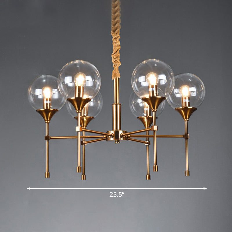 Modern Ball Up Chandelier: Elegant Glass Suspension Light Fixture For Dining Room In Brass 6 / Clear