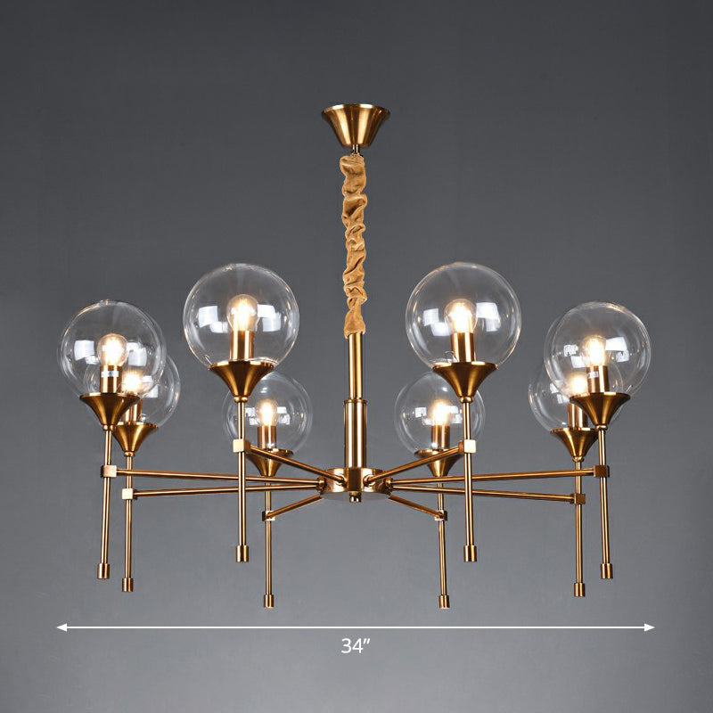 Modern Ball Up Chandelier: Elegant Glass Suspension Light Fixture For Dining Room In Brass 8 / Clear