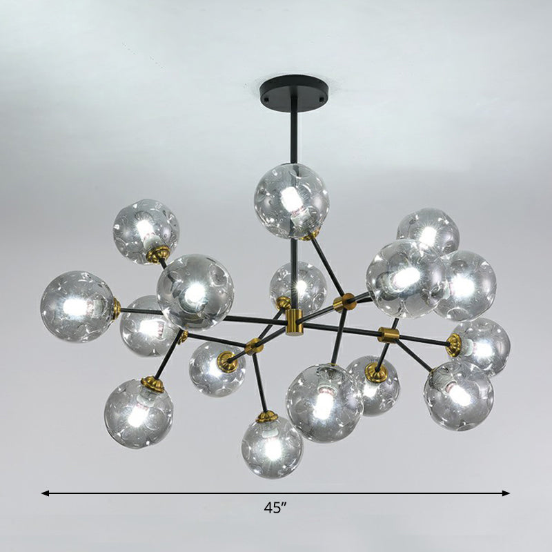 Nordic Style Black Glass Chandelier With Tree Branch Design For Living Room 16 / Smoke Gray