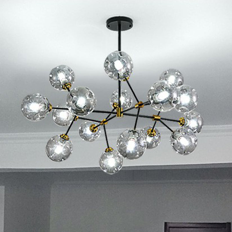 Nordic Style Black Glass Chandelier With Tree Branch Design For Living Room