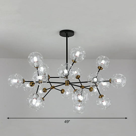 Nordic Style Black Glass Chandelier With Tree Branch Design For Living Room 20 / Clear