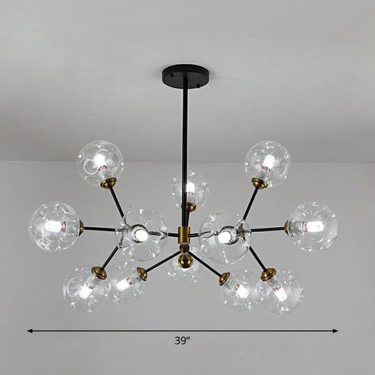 Black Nordic Glass Chandelier with Tree Branch Design for Living Room