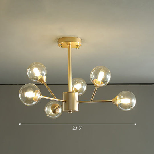 Contemporary Gold Branch Chandelier: Clear Glass Pendant Lamp for Bedroom Lighting