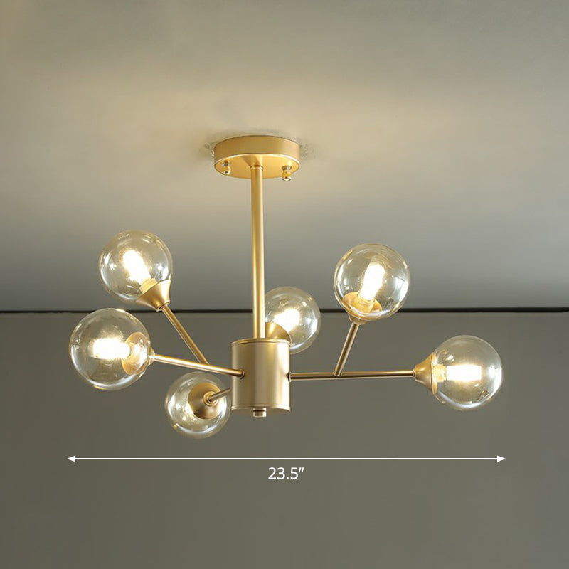 Contemporary Gold Branch Chandelier With Clear Glass Balls For Bedroom Lighting 6 /