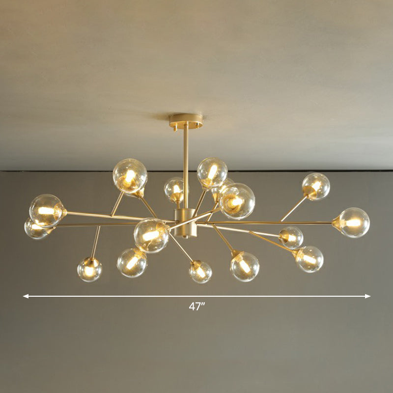 Contemporary Gold Branch Chandelier With Clear Glass Balls For Bedroom Lighting 18 /