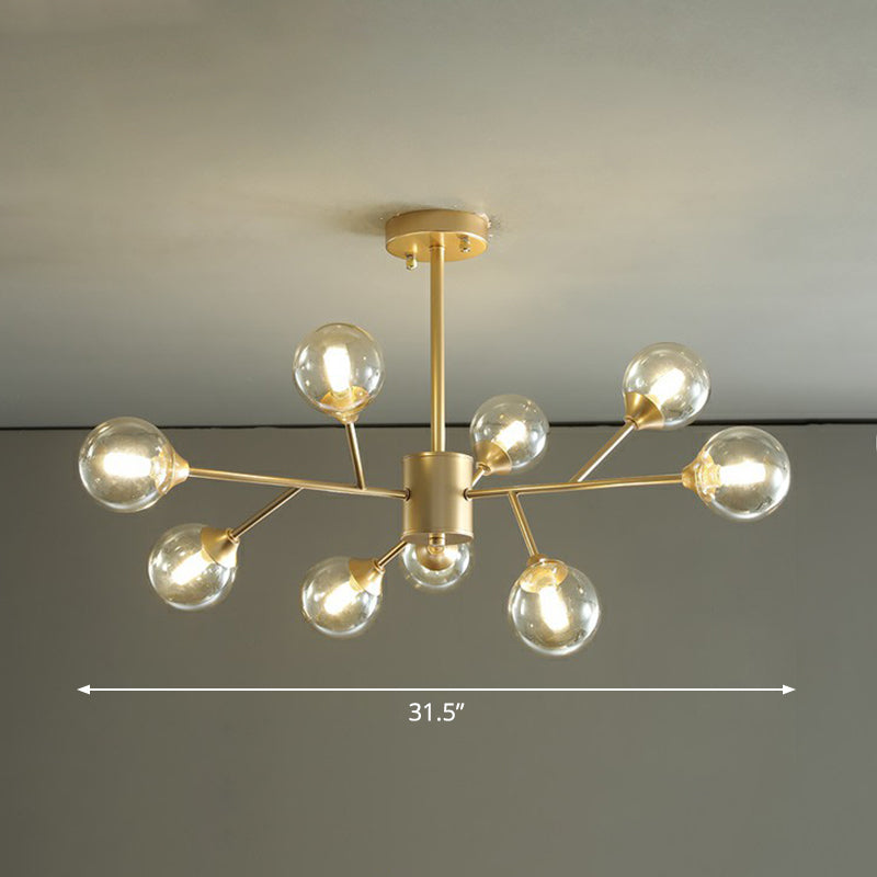 Contemporary Gold Branch Chandelier: Clear Glass Pendant Lamp for Bedroom Lighting