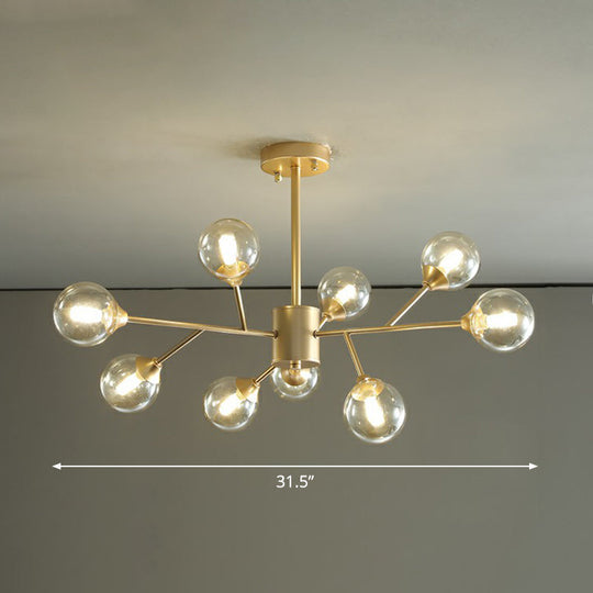 Contemporary Gold Branch Chandelier With Clear Glass Balls For Bedroom Lighting 9 /