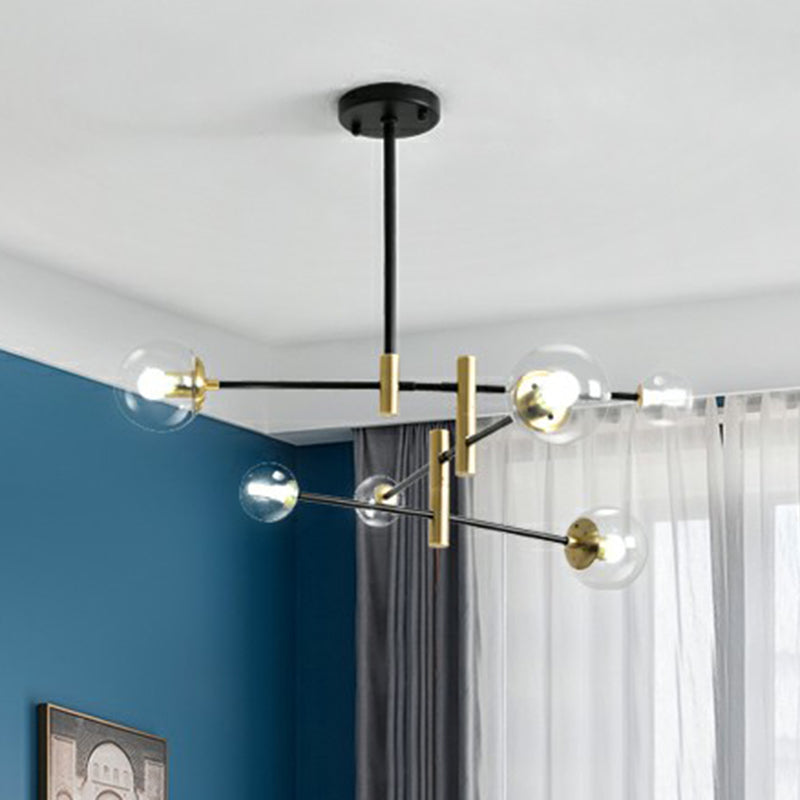 Sleek Glass Bedroom Chandelier With Rotatable Rod Arm Simplicity Collection