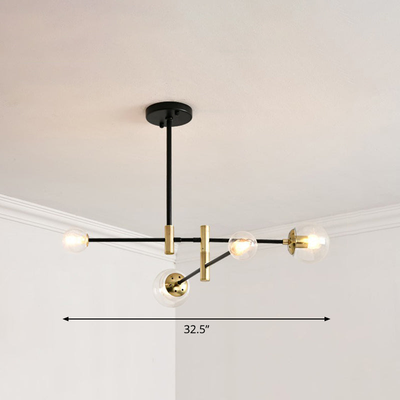 Sleek Glass Chandelier with Adjustable Rod Arm – Stylish Bedroom Lighting Fixture