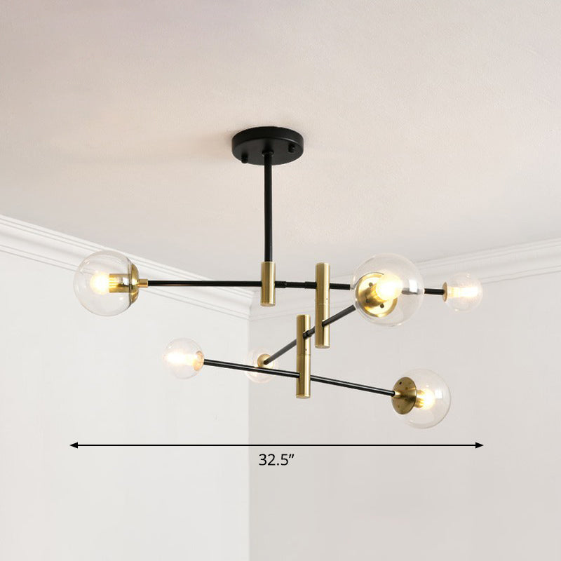 Sleek Glass Bedroom Chandelier With Rotatable Rod Arm Simplicity Collection 6 / Clear