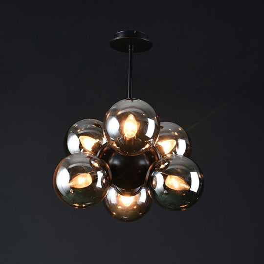 Nordic Glass Pendant Chandelier - 6 Bulbs - Black, Perfect for Bedroom