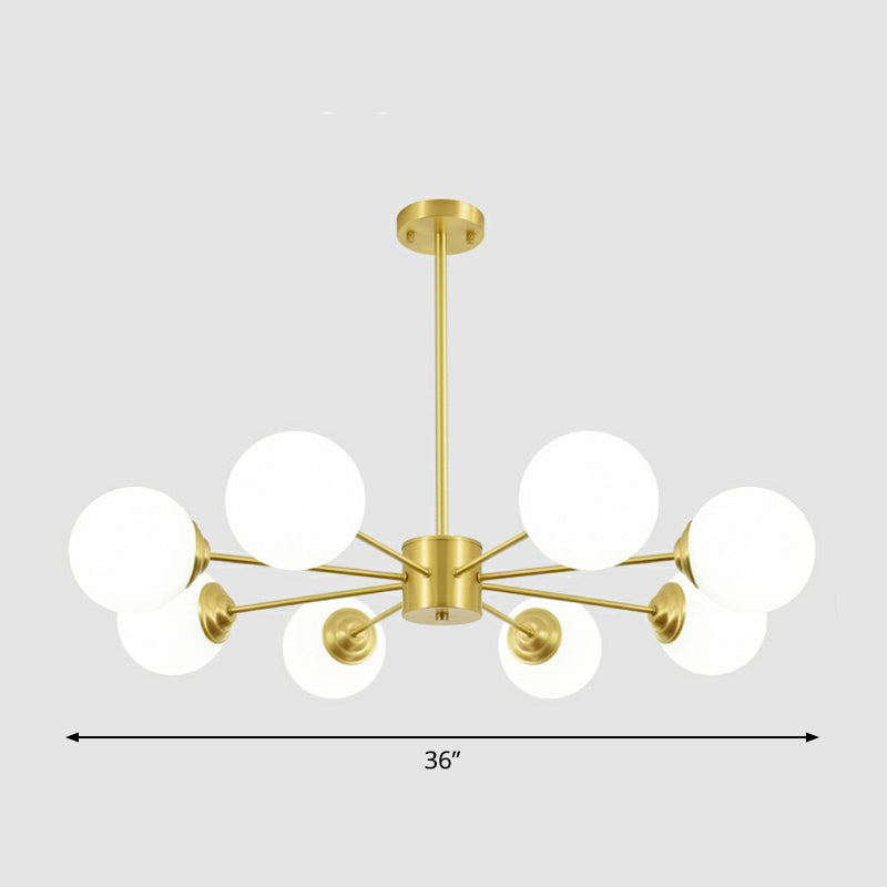 Sleek Glass Spherical Chandelier Light - Minimalist Brass Ceiling Lamp For Living Room 8 /