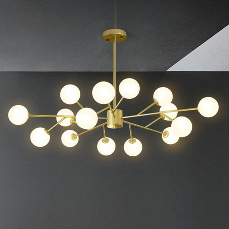 Nordic Branch Chandelier With Opal Glass Shade - Striking Pendant Light Fixture