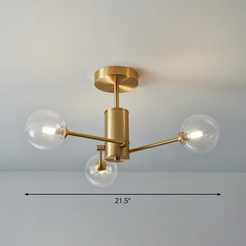 Postmodern Brass Radial Glass Chandelier Lamp For Living Room Lighting 3 / Clear
