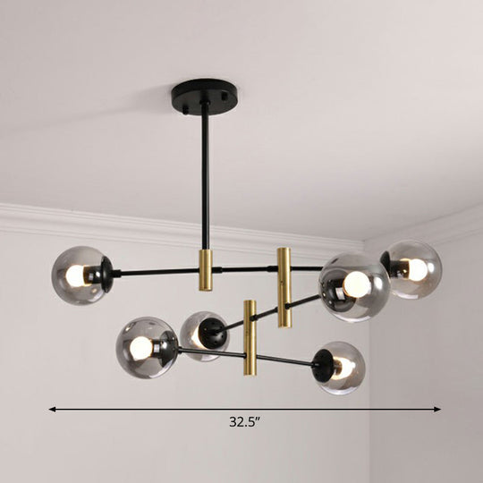 Nordic Metal Ceiling Chandelier With Swivel Rod Arm And Glass Ball Shade - Stylish Suspended Living
