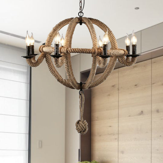 Antique Metal Chandelier Light Fixture: Black/Rust Finish Sphere Design Multi Farmhouse Hanging Lamp