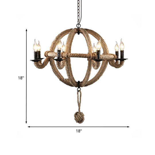 Antique Metal Chandelier Light Fixture: Black/Rust Finish Sphere Design Multi Farmhouse Hanging Lamp