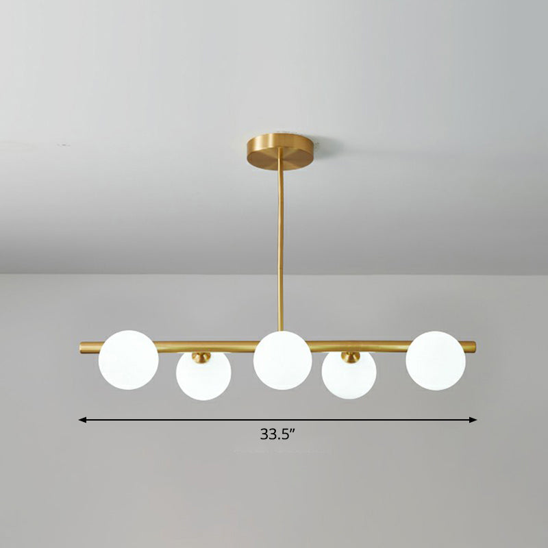 Postmodern Linear Island Lamp - Glass Pendant Light In Brass For Dining Room 5 / White
