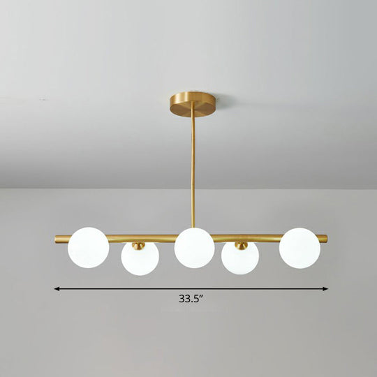 Postmodern Linear Island Lamp - Glass Pendant Light In Brass For Dining Room 5 / White