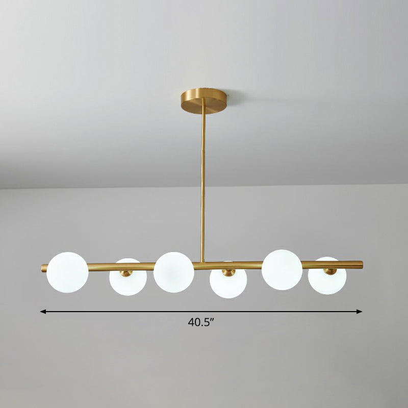 Postmodern Linear Island Lamp - Glass Pendant Light In Brass For Dining Room 6 / White