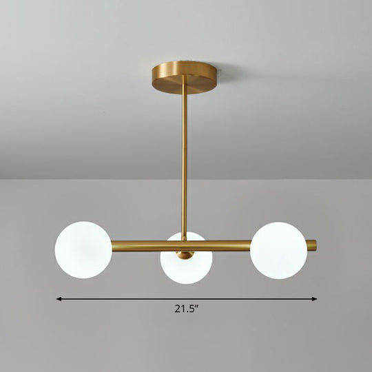 Postmodern Linear Island Lamp - Glass Pendant Light In Brass For Dining Room 3 / White