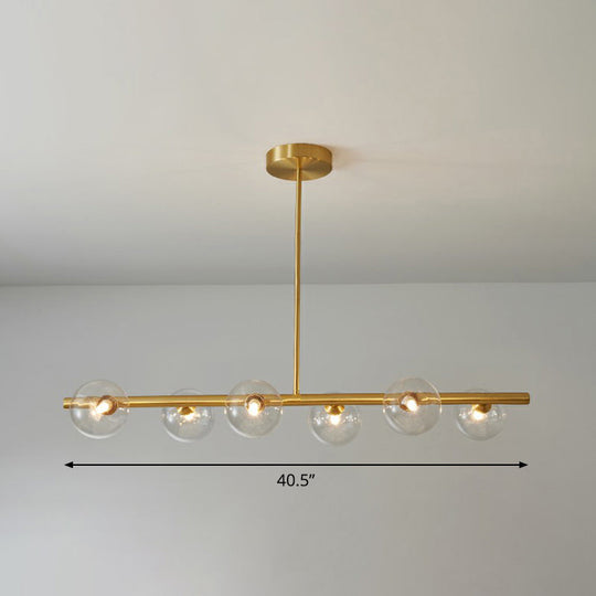 Postmodern Linear Island Lamp - Glass Pendant Light In Brass For Dining Room 6 / Clear