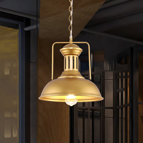 13/16 Wide Barn Shade Pendant Light: Industrial Gold-Style Hanging Lamp For Tables