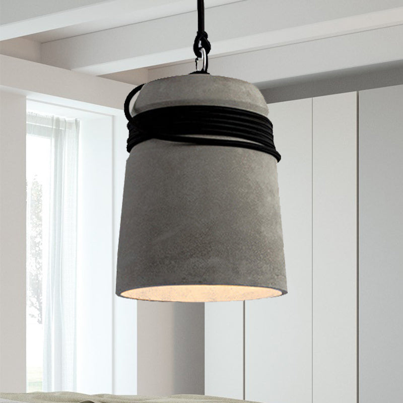 Industrial Style Cement Black/Gray/Beige Finish Pendant Light With Rope Lighting
