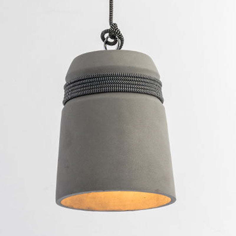 Industrial Style Cement Black/Gray/Beige Finish Pendant Light With Rope Grey Lighting