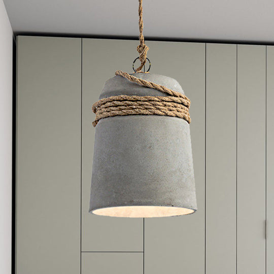 Industrial Style Cement Black/Gray/Beige Finish Pendant Light with Rope