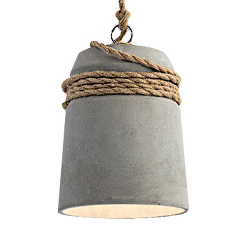 Industrial Style Cement Black/Gray/Beige Finish Pendant Light with Rope