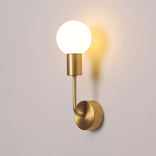 Postmodern Brass Wall Sconce: White Glass Geometric Lighting For Living Room
