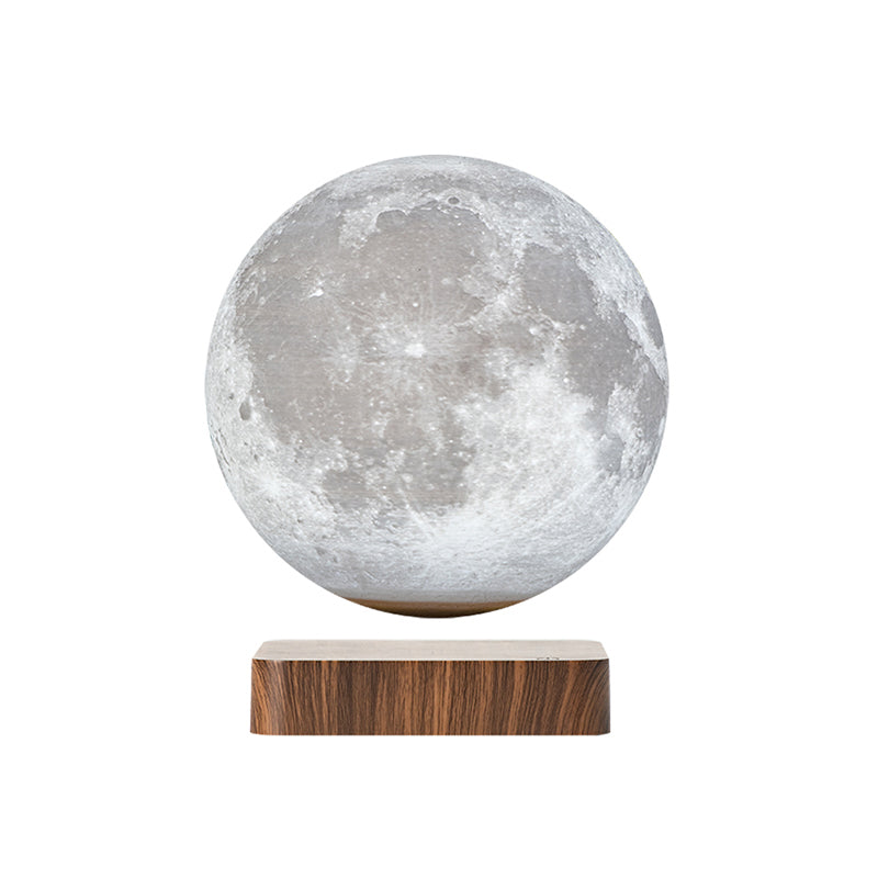 White Plastic Moon Led Nightstand Lamp For Childs Room - Decorative Maglev Table Light Dark Wood / 5