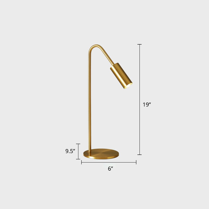 Modern Led Brass Table Lamp For Living Room - Bend Metallic Nightstand Lighting / Curved