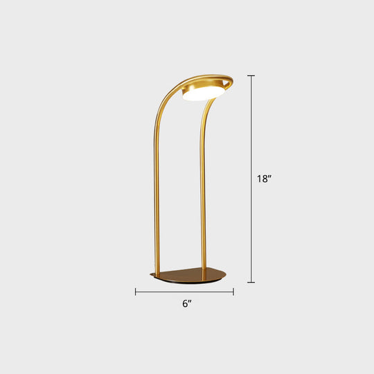 Modern Led Brass Table Lamp For Living Room - Bend Metallic Nightstand Lighting / Down