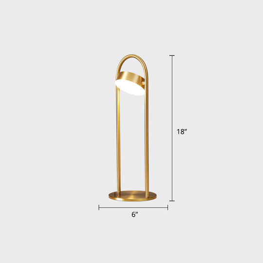 Modern Led Brass Table Lamp For Living Room - Bend Metallic Nightstand Lighting / Up
