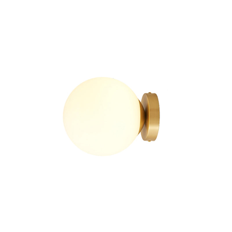 Sleek Minimalist Single Entryway Flush Mount Ceiling Light With Gold Accent & White Glass